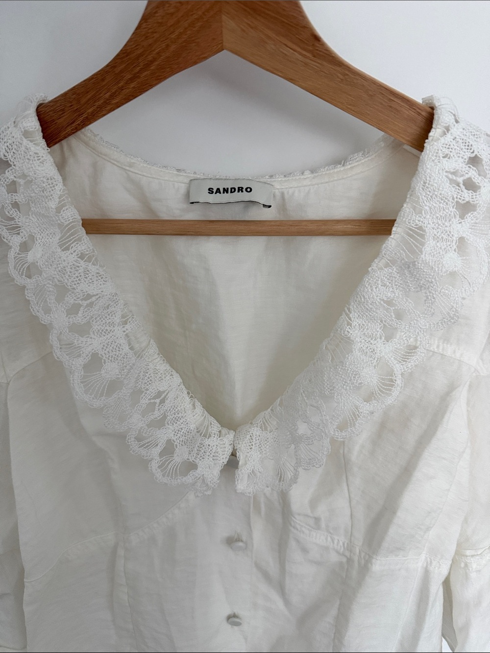 Sandro Paris White Ruffle Shirt - Picture 3 of 5